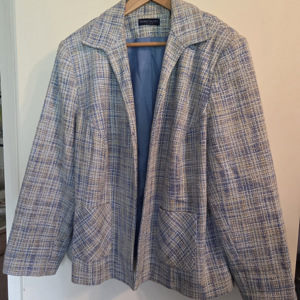 Karen Scott Blue Tweed Blazer